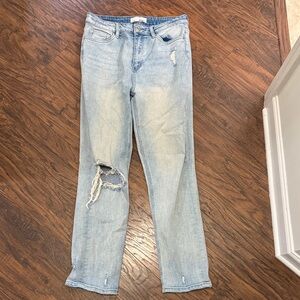 Light Blue Women’s Boyfriend Jeans - Distressed Casual Fit